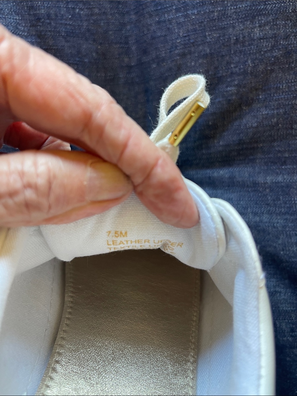 Lilly Pulitzer Leather White Sneakers with Gold Accents - Picture 7 of 8